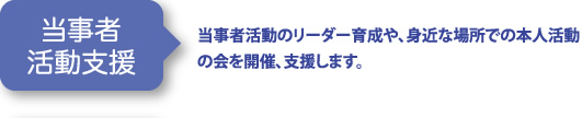 当事者活動支援 | 当事者活動のリーダー育成や、身近な場所での本人活動の会を開催、支援します。